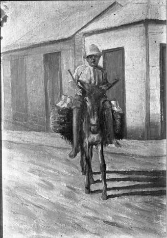 Registro fotográfico de la pintura "Muchacho montado en burro"