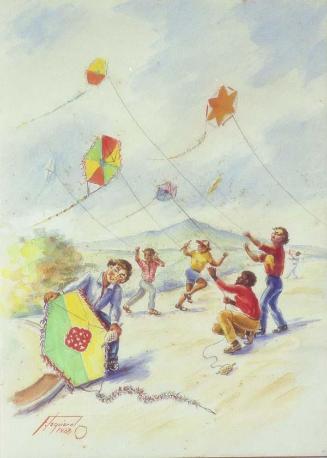 Registro fotográfico de la ilustración "Volando chichiguas"