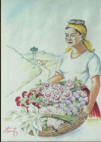 Registro fotográfico de la ilustración "Marchanta de flores"