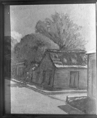 Registro fotográfico de la pintura "Casas de madera y cinc"