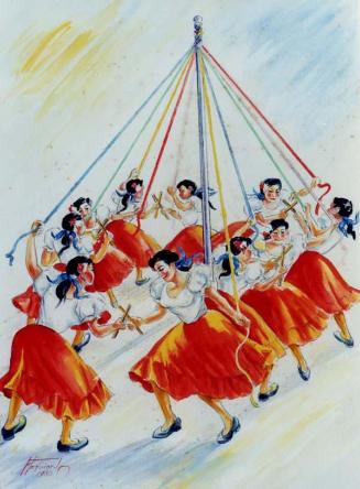 Registro fotográfico de la ilustración "El baile de las cintas"