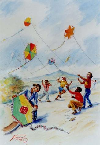 Registro fotográfico de la ilustración  "Volando chichiguas"