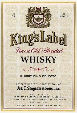 Etiqueta frontal, whisky King´s Label