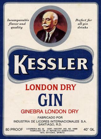 Etiqueta frontal, Kessler London Dry Gin