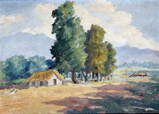 Pintura, Casa, árboles y rancho