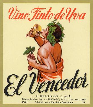 Etiquetas vino tinto de uva El Vencedor