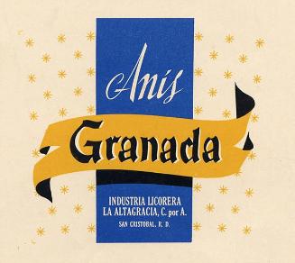Etiquetas frontales, licor de anís marca Granada