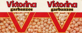 Etiquetas envolventes para latas con garbanzos marca Victorina