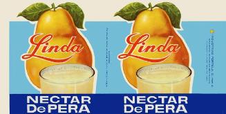 Etiquetas envolvente para latas con néctar de pera marca Linda