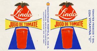 Etiquetas para latas con jugo de tomate de la marca Linda