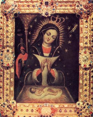 Carteles con imágenes de la Virgen de La Altagracia