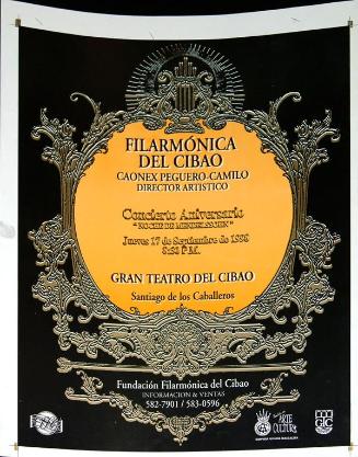Afiche promocional de concierto aniversario de la Filarmónica del Cibao