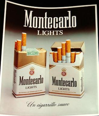 Cartel publicitario de los cigarrillos Montecarlo Lights