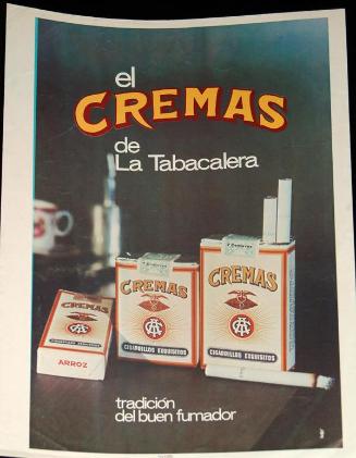 Cartel publicitario de los cigarrillos Cremas