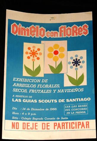 Cartel informativo de la exposición de arreglos florales "Dímelo con flores"