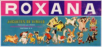 Etiquetas para juguetes de vinilo marca Roxana