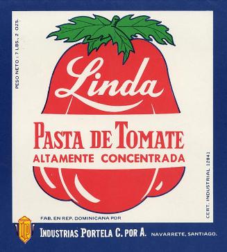 Etiquetas de la pasta de tomate de la marca Linda