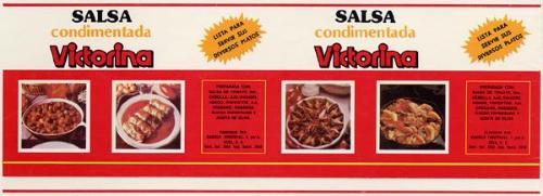 Etiquetas de la salsa condimentada marca Victorina