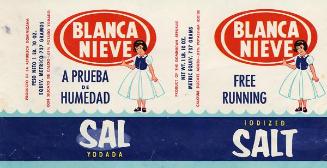 Etiqueta para envases de sal marca Blanca Nieve