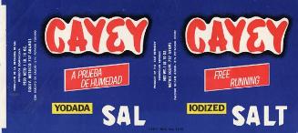 Etiquetas envolventes para recipientes de sal marca Cayey