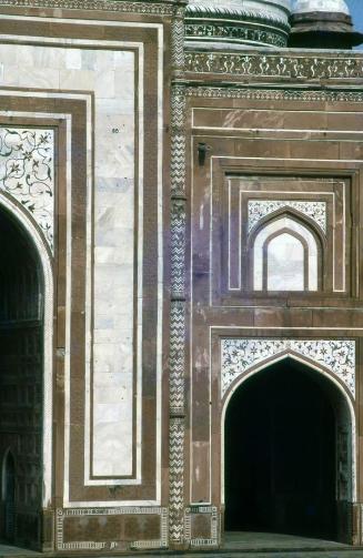 Detalle ornamentales de la mezquita del Taj Mahal