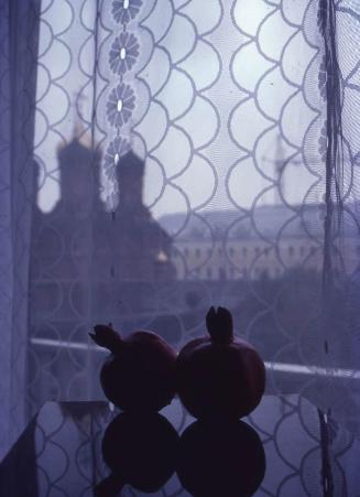 Frutas granadas junto a una ventana, Rusia