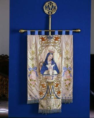 Estandarte con la imagen de la Virgen de la Altagracia
