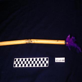 Flauta de bambú con plumas