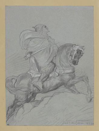 Guerrero árabe a caballo, con sable en la mano